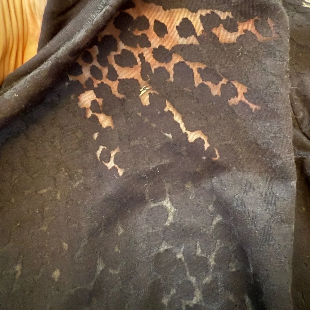 ALLSAINTS Sheer Black Leopard Mock Neck Bodysuit Size 0 / UK 4 - Picture 4 of 5